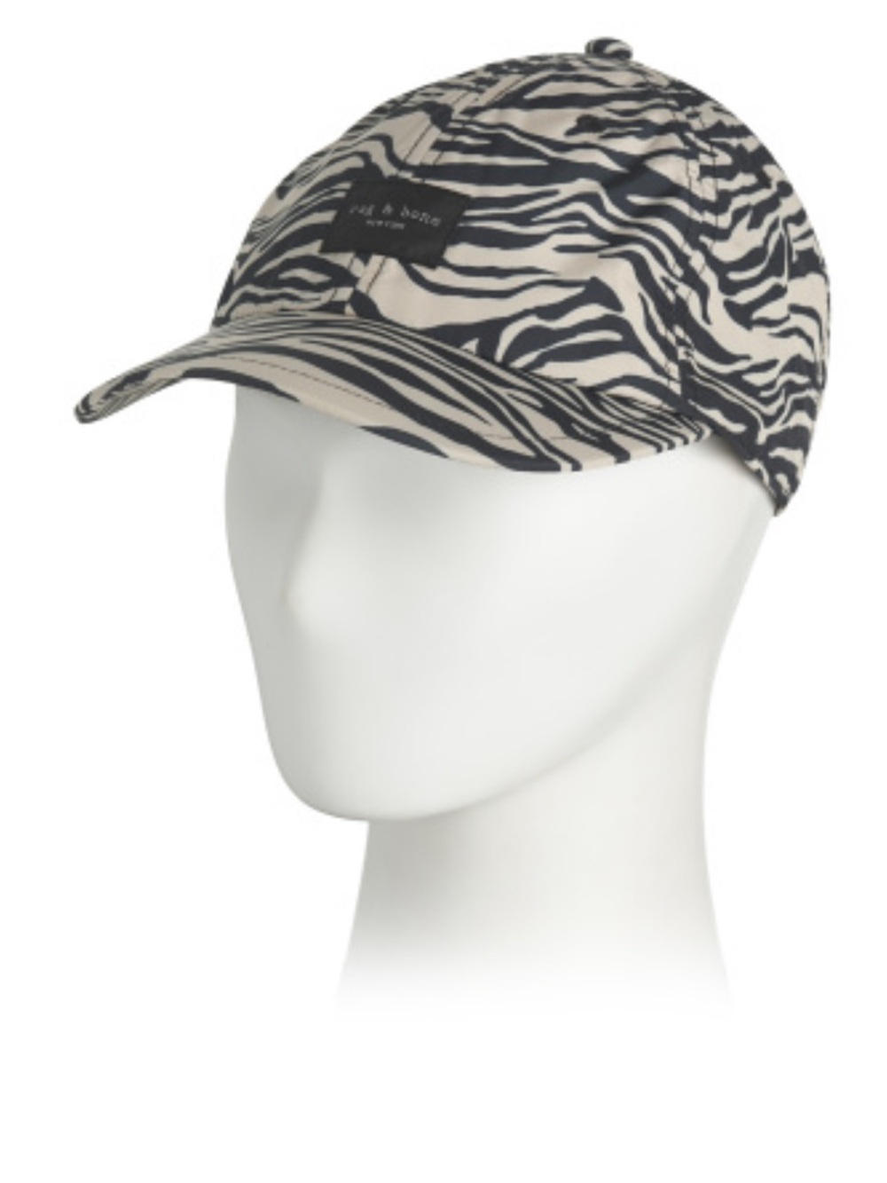 rag & bone Tiger Print Baseball Cap in Black and Cream
